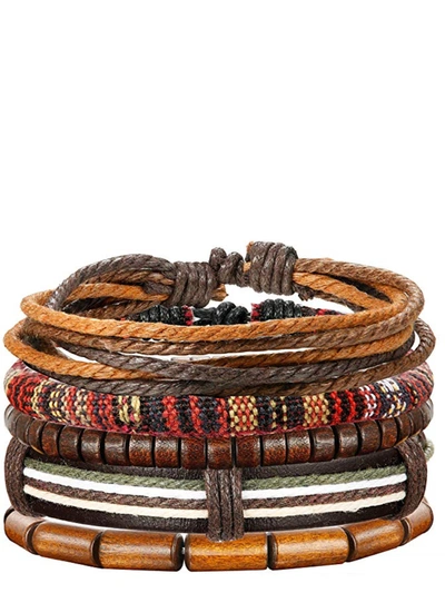 Stephen Oliver Multi Leather Woven Bracelet Set