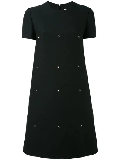 Valentino Studded Scallop Dress In Black