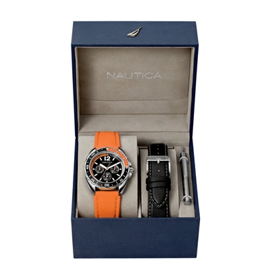 Nautica Sport Ring Watch Box Set - Orange In Black