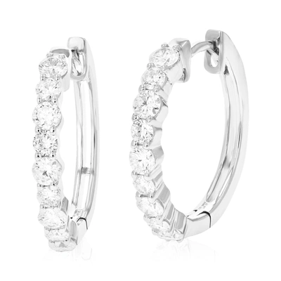 Vir Jewels 1 Cttw 18 Stones Round Lab Grown Diamond Hoop Earrings .925 Sterling Silver Prong Set 1 Inch