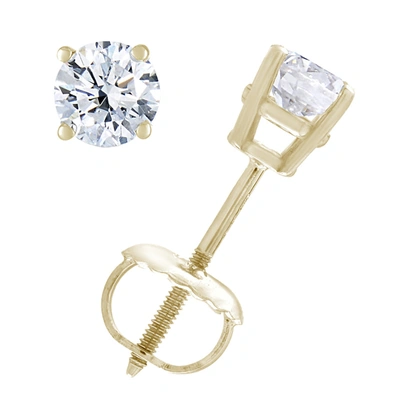 Vir Jewels 1/2 Cttw Diamond Stud Earrings 14k White Or Yellow Gold Round Shape Prong Set With Screw Backs In Silver