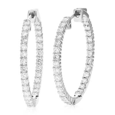 Vir Jewels 1.50 58 Stones Cttw Round Lab Grown Diamond Hoop Earrings .925 Sterling Silver Prong Set 1 Inch