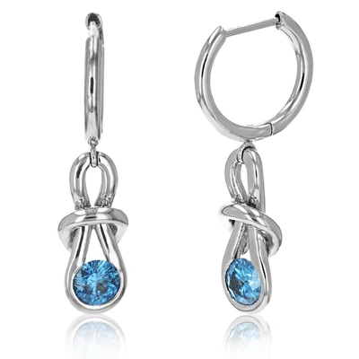 Vir Jewels 1/2 Cttw Blue Diamond Dangle Earrings 14k White Gold Round Knot Design 1 Inch