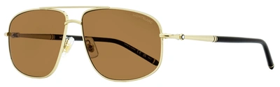 Mont Blanc Montblanc Men's Pilot Sunglasses Mb0069s 001 Gold/black 60mm