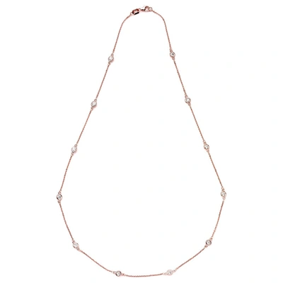 Suzy Levian 1 Ct Tdw 14k White Gold Bezel Diamonds By The Yard Station Necklace In Pink