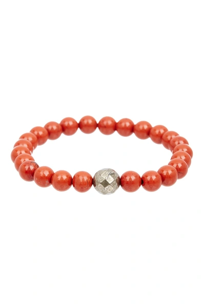 Stephen Oliver Red Jasper Faceted Silver Bracelet In Orange