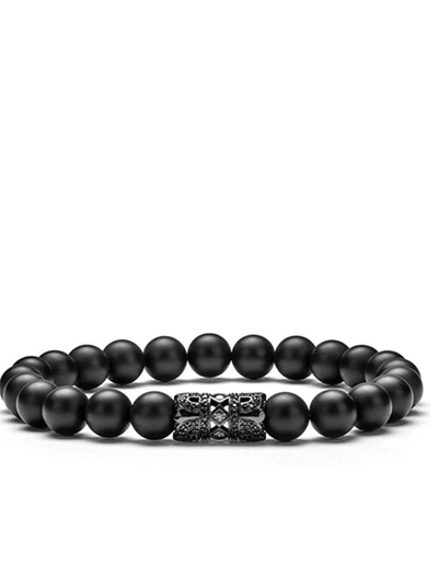 Stephen Oliver Black Plated Matte Onyx Cz Bracelet