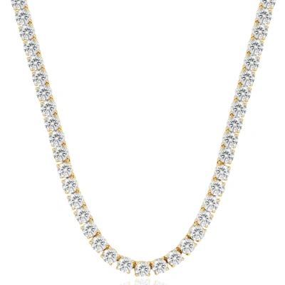 Pompeii3 33 Ct Round-cut Diamond Tennis Necklace 14k Yellow Gold 18" In Silver