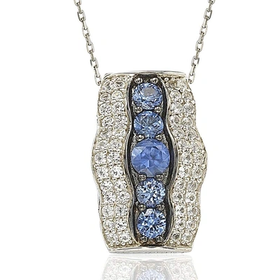 Suzy Levian Sterling Silver Sapphire And Diamond Accent Pendant In Blue