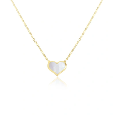 The Lovery Mini Mother Of Pearl Heart Necklace In Blue