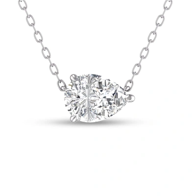 Lab Grown Diamonds Lab Grown 1/2 Ctw Floating Pear Shaped Diamond Solitaire Pendant In 14k White Gold In Silver