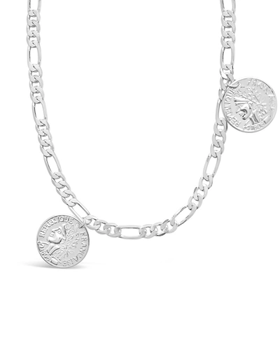 Sterling Forever Figaro Charm Necklace In Silver