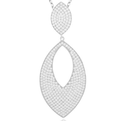 Suzy Levian Cubic Zirconia Sterling Silver Oval Pave Pendant In White