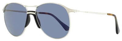 Persol Unisex Aviator Sunglasses Po2649s 51856 Silver/black 55mm In Blue