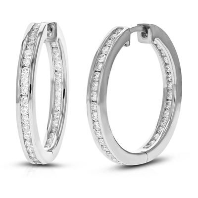 Vir Jewels 1 Cttw Round Lab Grown Diamond Hoop Earrings .925 Sterling Silver Channel Set 1 Inch