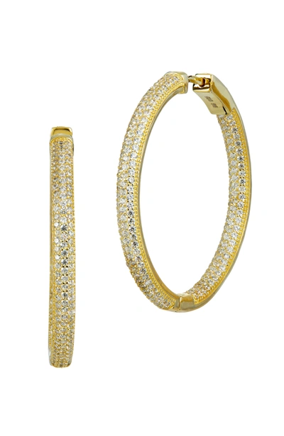 Savvy Cie Jewels 18k Gold Vermeil 1.5" Inside Out Hoop Earring In Silver