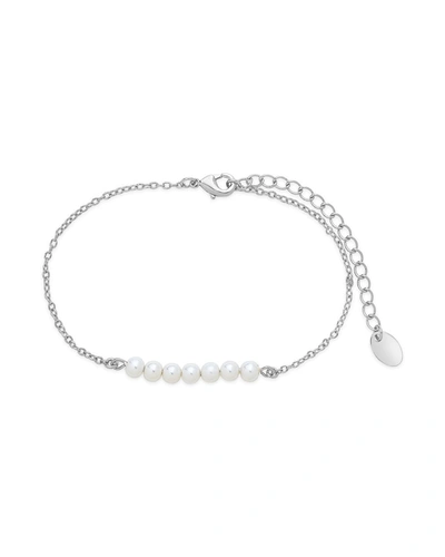 Sterling Forever Silver Tone Delicate Pearl Bracelet