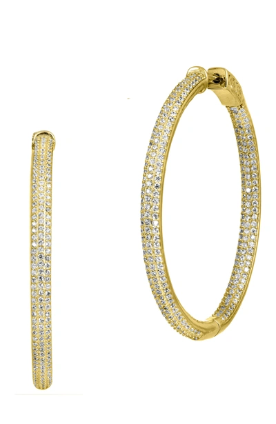 Savvy Cie Jewels Sterling Silver 2" Inside Out Hoop Earrings In White