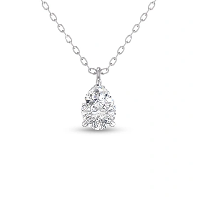 Lab Grown Diamonds Lab Grown 1 Ctw Pear Solitaire Diamond Pendant In 14k White Gold In Silver