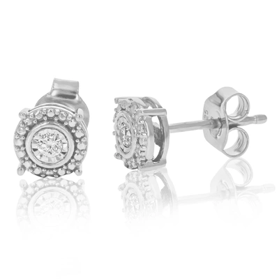 Vir Jewels 1/10 Cttw Round Lab Grown Diamond Stud Round Earrings .925 Sterling Silver Stylish Design Prong Sett