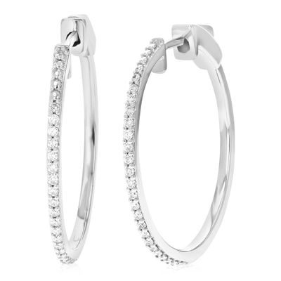 Vir Jewels 1/4 Cttw Round Lab Grown Diamond Hoop Earrings .925 Sterling Silver Prong Set 1 Inch Size