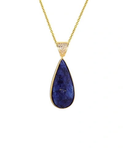 Liv Oliver 18k Sapphire Pear Drop Pendant Necklace In Blue