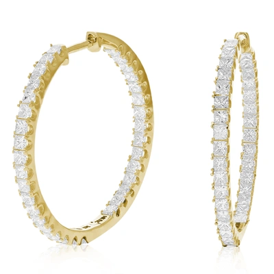 Vir Jewels 3 Cttw Princess Cut Diamond Inside Out Hoop Earrings 14k Yellow Gold Prong 1 Inch In Silver