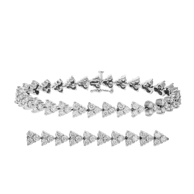 Vir Jewels 5 Cttw Diamond 3 Stone Cluster Bracelet 10k White Gold Round Prong Set 7 Inch In Silver