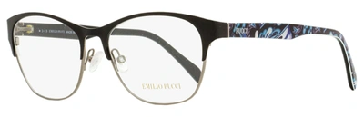 Emilio Pucci Women's Oval Eyeglasses Ep5029 001 Black/ruthenium 53mm In White