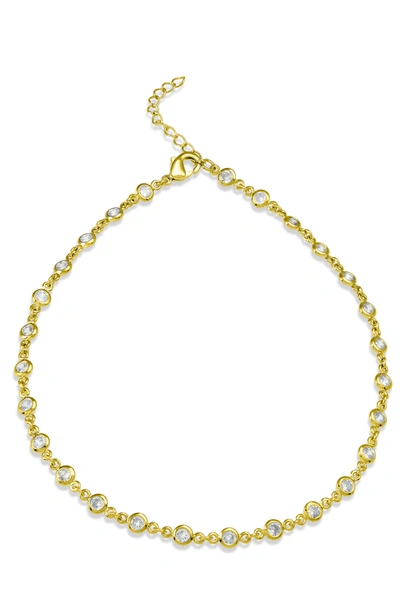 Savvy Cie Jewels Gold Plated Cz Anklet In White