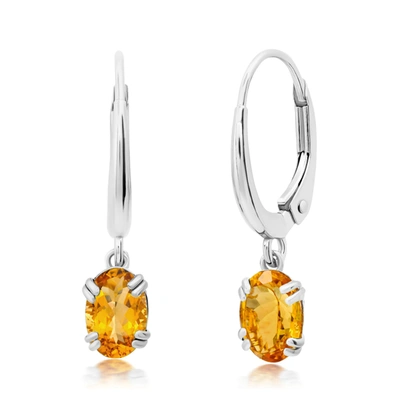 Nicole Miller 10k White Or Yellow Gold Oval Cut 6x4mm Gemstone Dangle Lever Back Earrings For Women With Push Back
