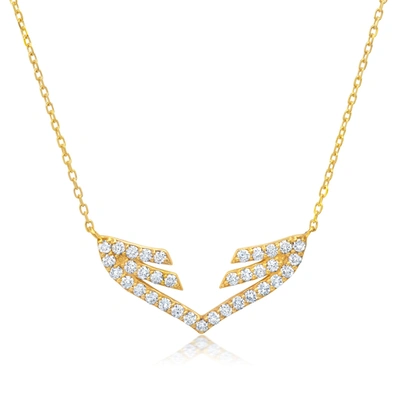 Paige Novick 14k Yellow Gold 20mm Wing Diamond Necklace In White