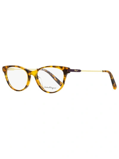 Ferragamo Salvatore  Women's Cat Eye Eyeglasses Sf2852 638 Rust Havana/gold 52mm In Yellow