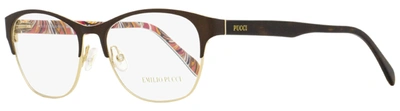 Emilio Pucci Women's Oval Eyeglasses Ep5029 048 Brown/gold/havana 53mm In Green