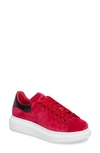 Alexander Mcqueen Velvet Low-top Wedge Sneakers In Red/ Black