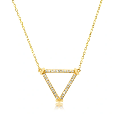 Paige Novick 14k Gold Open Triangle Diamond Necklace With Triangle End Caps In White