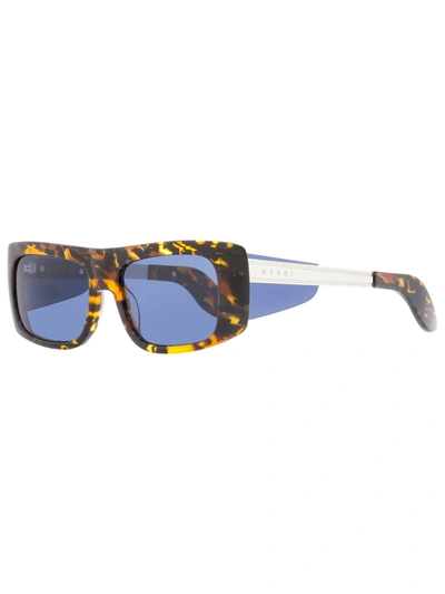Marni Unisex Rectangular Sunglasses Me641s 218 Havana/light Gold 54mm In Blue