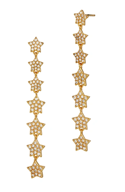 Savvy Cie Jewels Gold Pl Cz Star Earrings In Silver