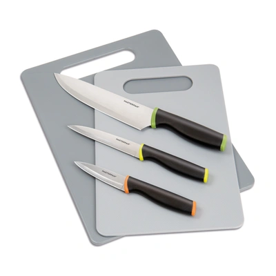 Masterpan Knife Set With Plastic Cutting Boards & Protective Blade Covers, Stainless Steel Blade And Non-slip In Multi