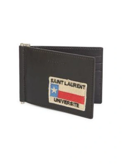 Saint Laurent Bill Clip Leather Wallet In Black Multicolor