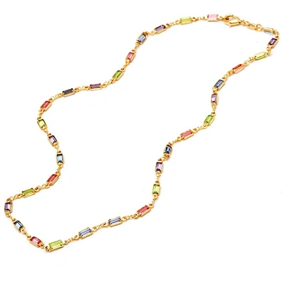 Liv Oliver 18k Gold Multi Color Tennis Necklace
