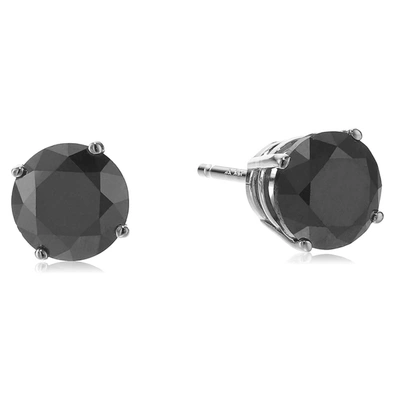 Vir Jewels 2 Cttw Black Diamond Stud Earrings 14k White Gold Round Push Backs Prong Set
