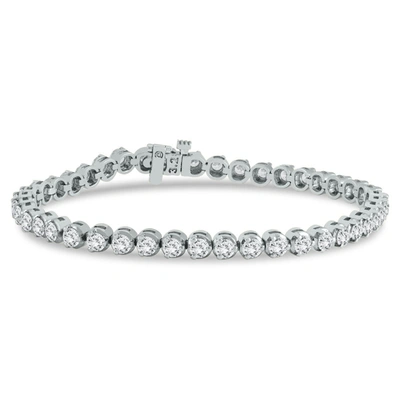 Monary 5 Carat Tw Three Prong Diamond Tennis Bracelet In 14k White Gold (j-k Color, I2-i3 Clarity) In Silver