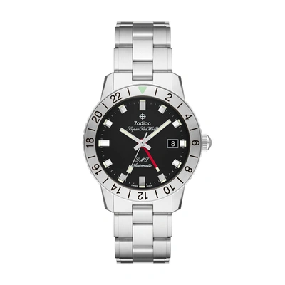 Zodiac Men's Super Sea Wolf Gmt Automatic, Silver-tone Stainless Steel Watch