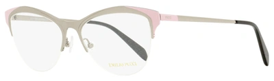 Emilio Pucci Women's Oval Eyeglasses Ep5073 020 Ruthenium/pink/black 53mm In White
