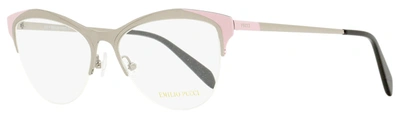 Pucci Women's Oval Eyeglasses Ep5073 020 Ruthenium/pink/black 53mm In Multi