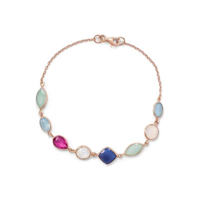 Liv Oliver 18k Rose Gold Multi Shape Gemstone Bracelet In Blue