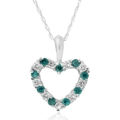Pompeii3 1/2ct Emerald & Diamond Heart Pendant Solid 14k White, Yellow, Or Rose Gold 1/2" In Multi