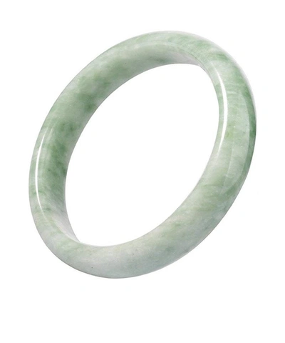 Liv Oliver Light Green Jade Bangle In Silver