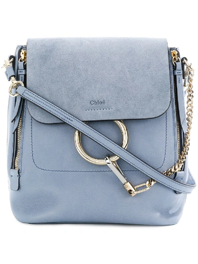 Chloé Chloe Small Faye Backpack Calfskin & Suede In Blue